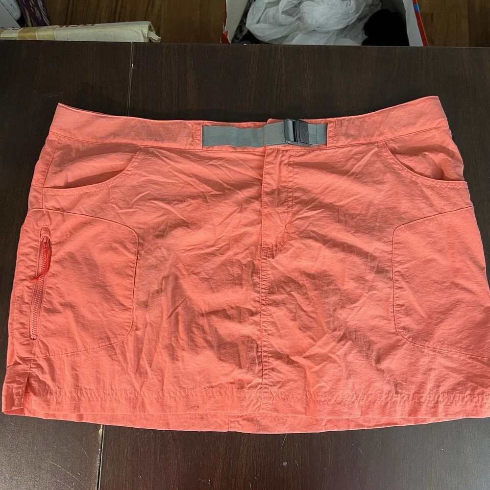 Columbia Skirt Womens 14 Coral Nylon Belted Omni-Shade‎ Wick Vaporation UPF 50